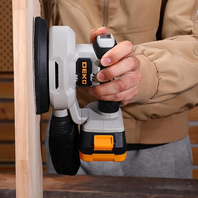 Cordless Detail Sander: DEKOPRO Multi-Function Mouse Sander Electric Sander Tool Palm Sanders with Dust Collector, 3 Additional Attachments&12pcs Sandpapers for Home Decoration