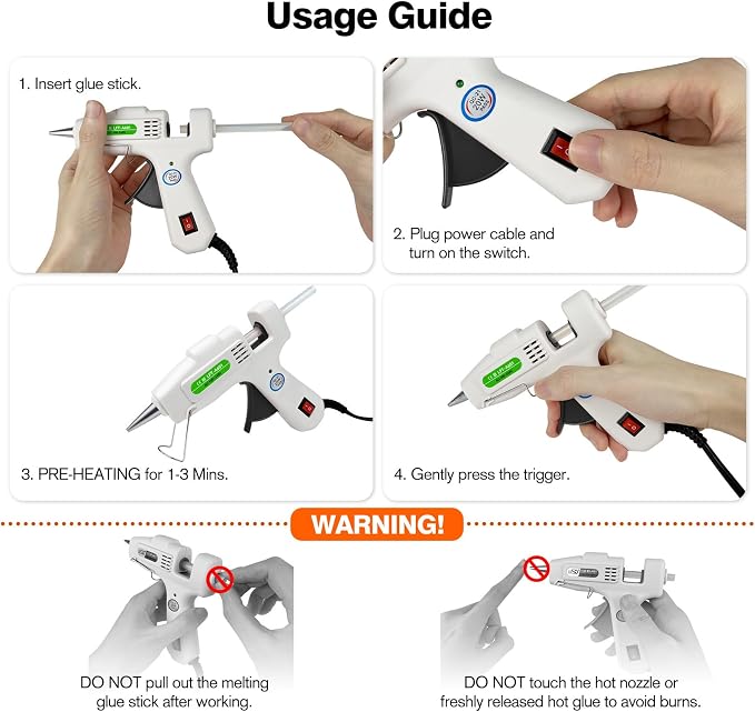SHJADE Hot Glue Gun with 30 Glue Sticks, 20W White Mini Hot Melt Gun Kit | Fast - Image 4