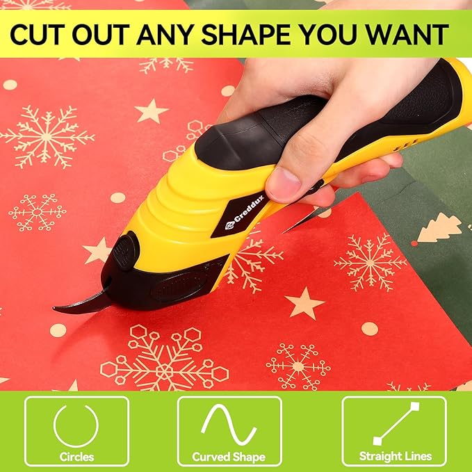 Cordless electric scissors for cardboard Fabric Cutter Cardboard Cutter Tool for Crafting,and Sewing with Usb Cable Yellow