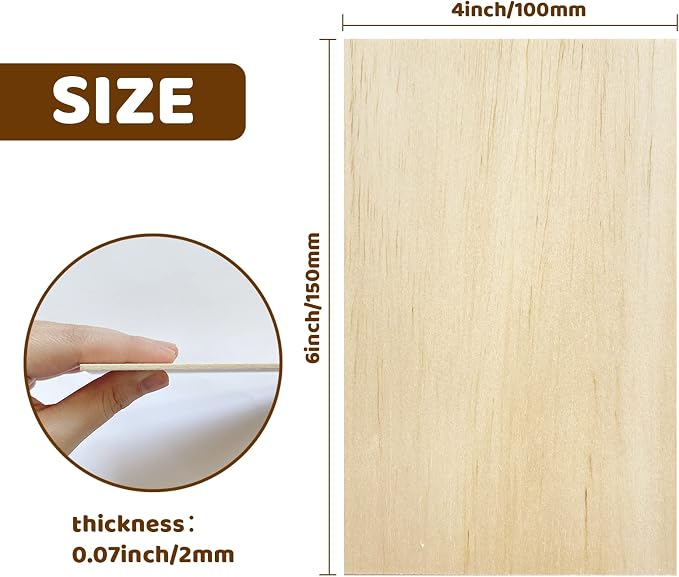 MUXGOA 20 Pcs Wood Sheets, Unfinished Balsa Wood Sheets - Image 2