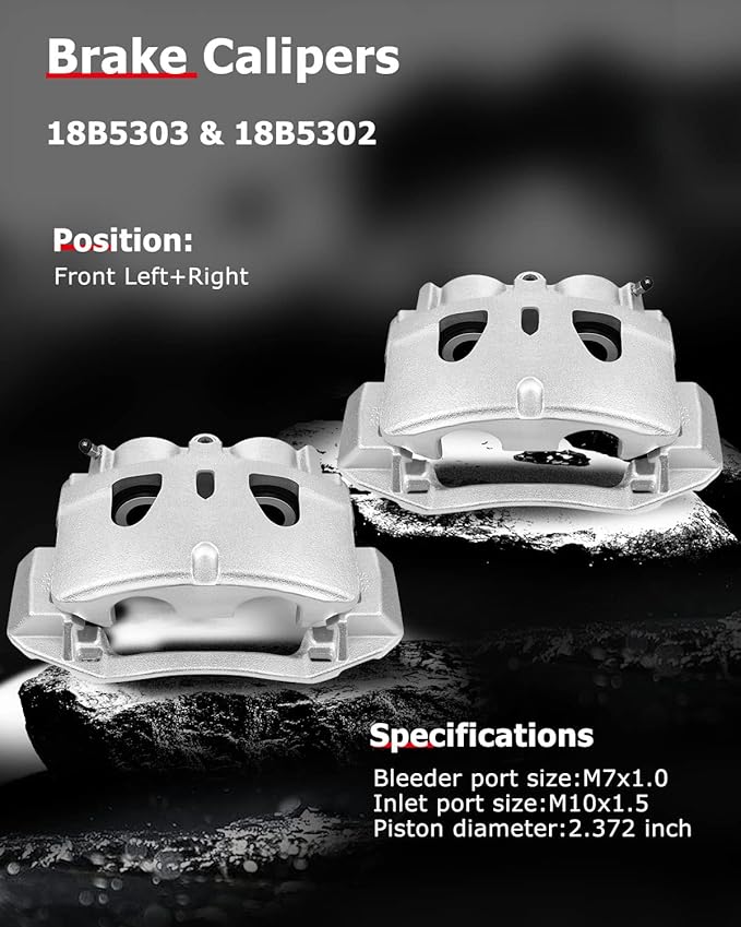 cciyu Front Left & Right Brake Calipers Assembly w/Bracket 18B5303 18B5302 For Chevy For Silverado 2500 HD/For Silverado 3500 HD/For Suburban 3500 HD,For GMC For Sierra 2500 HD/For Sierra 3500 HD