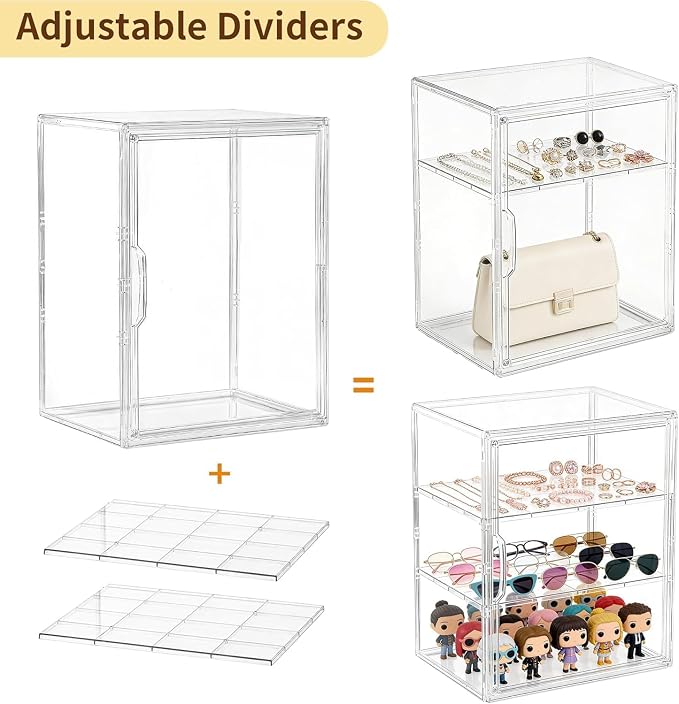 Attelite Acrylic Display Case for Collectibles Adjustable 3-Tiers，1Pack | 3 - Image 4