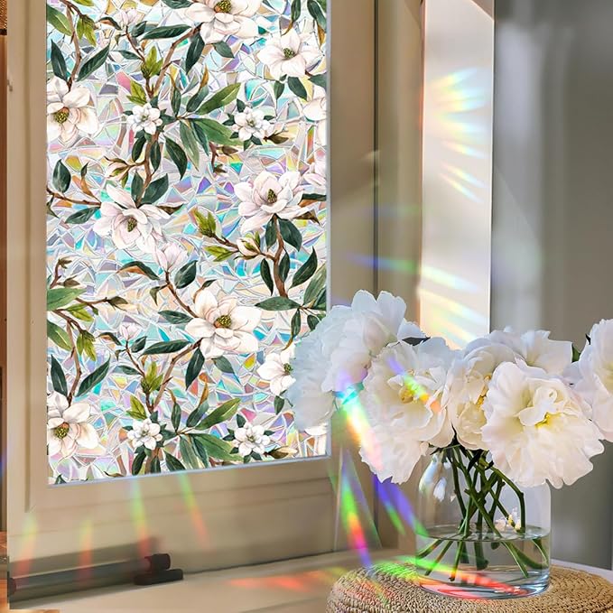 Floral Stained Glass Window Privacy Film, Retro Decorative Rainbow Window - Image 5