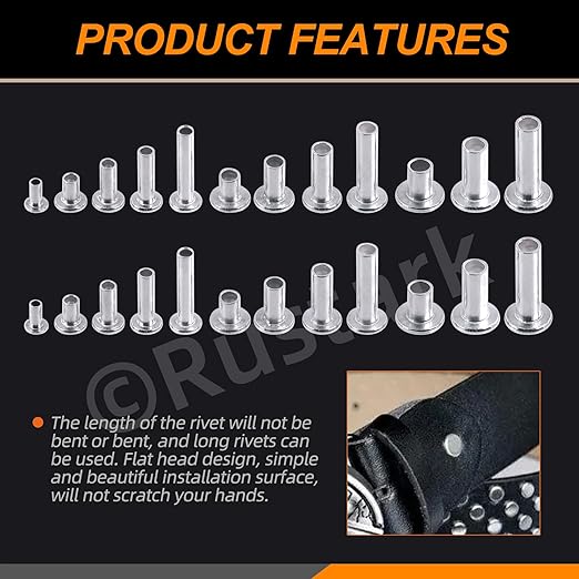 Round Flat Head Rivet Nuts Stud Rivet Semi-Tubular Silver Tone for Household Automobile Industry (M3 M4 M5 M6)