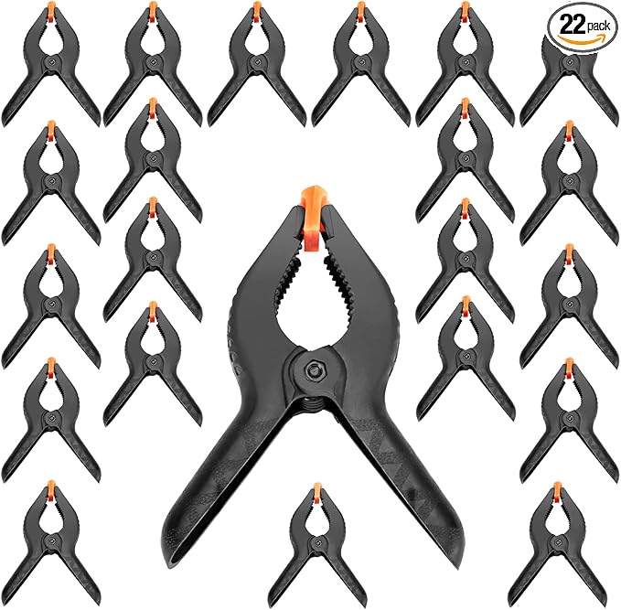 ZOENHOU 22 PCS 6 Inch Spring Clamp Set, Nylon Plastic Clips Heavy Duty Spring Clamp with Flexible Jaw Pad and Anti-slip Handles for Woodworking Backdrop Photo Studio Craft DIY Art