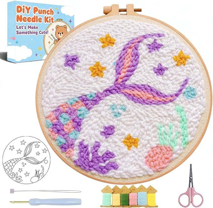 TCDZMYGS Punch Needle Kits, Cute Fish Tail Punch Needle Kits by TCDZMYGS