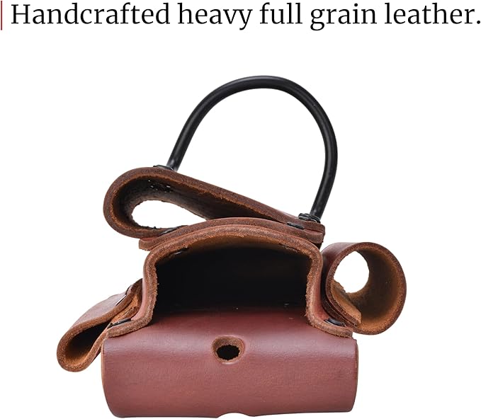 FESA Small Leather Tool Pouch - 5-in-1 Heavy Top Grain Leather Small Tool Pouch with a Steel Hammer Loop, 4 Pockets & Reinforced Heavy Duty Rivets - Fits Belts up to 3" - Handcrafted