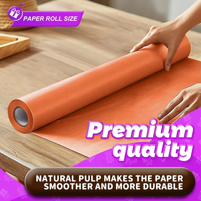 PerkHomy OrangeRed Kraft Paper Roll 17.5" x 760" - Image 3