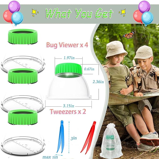 4Pack Green Bug Viewer with 5X Magnifier | Bug Jars - Image 8