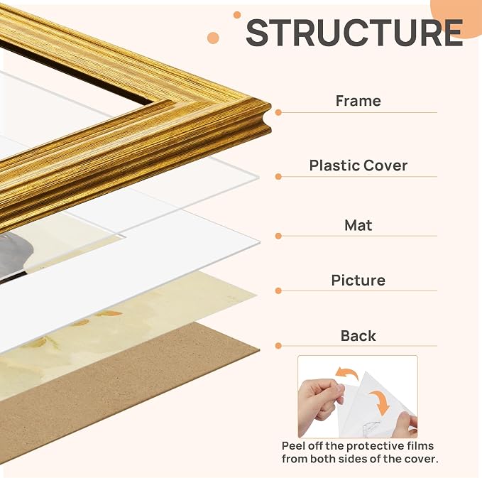 upsimples Vintage 5x7 Picture Frame, Antique Gold Frame Displays 4x6 - Image 3