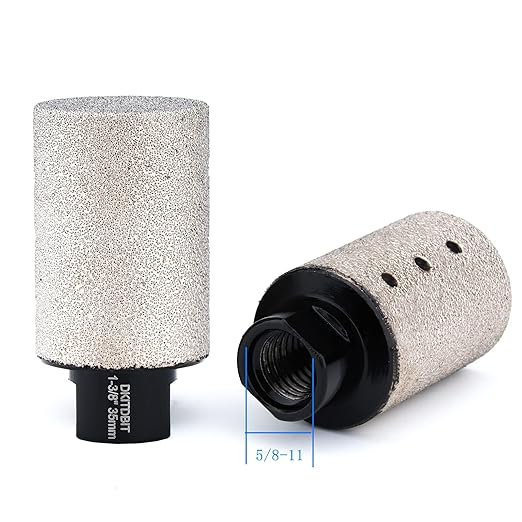 Diamond Coated Finger Bit, 1-3/8" Tile Milling Bit to Enlarge Polish Shape Holes on Porcelain Ceramic Marble Granite Tile Countertop, with 5/8-11 Thread to 3/8" Hex Shank Adapter, Diameter 35mm