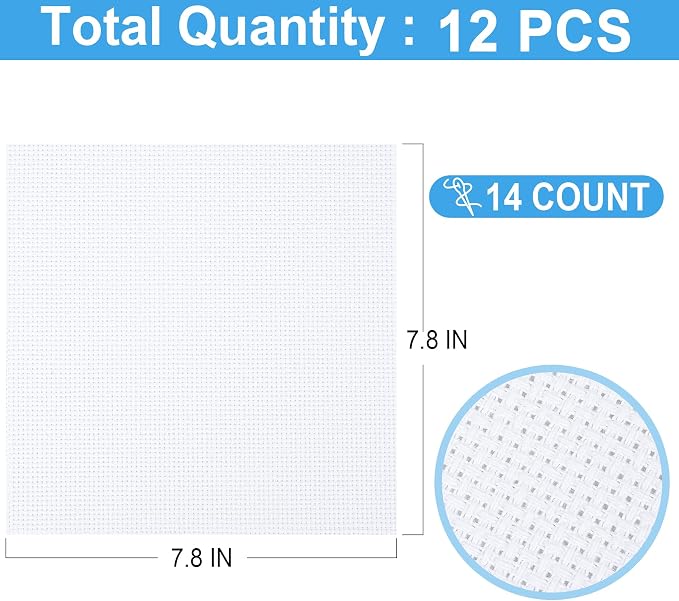 12 PCS Cross Stitch Aida Fabric 14 Count, 7.8 by 7.8 Inch, Classic Reserve - Image 2