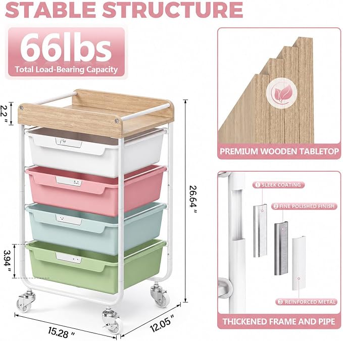 Rolling Craft Storage Cart - Image 3