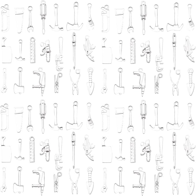 WOCRAFT 60pcs Bright Silver Tools Charms Bracelet Charms by WOCRAFT