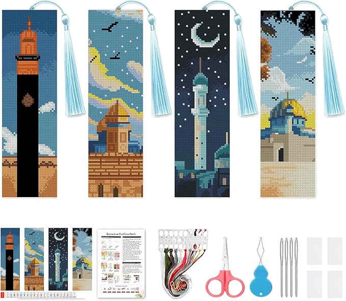 VIGEGU 4 Pcs Religion Cross Stitch Bookmark Kit by VIGEGU