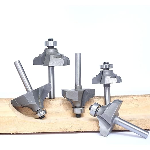 5Pcs Classical Ogee Bit,1/4" Shank,Cove&Bead Router Bits Cutting Depth 5/16",3/8",7/16",1/2",5/8",Edge Forming Cutter for Wood Profiling,Molding