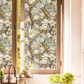 White Magnolia Floral Tree Light Blule Window Films Decorative Double-Side by Unknown