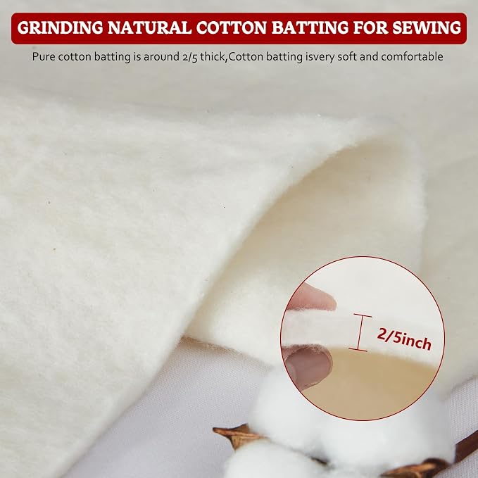 RRKTP Cotton Batting for Quilting，200 g/m² Lightweight Quilt Batting Twin - Image 5