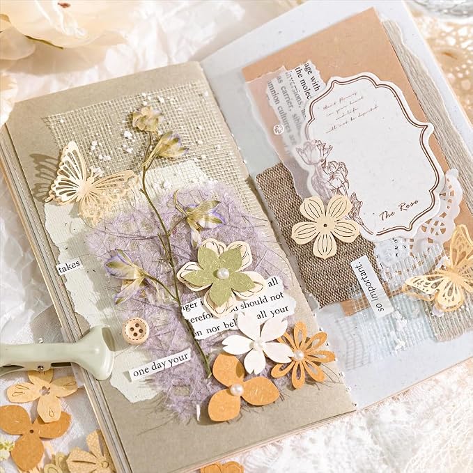 300pcs Scrapbook Paper Cutouts Lace Flowers Butterfly - Image 8