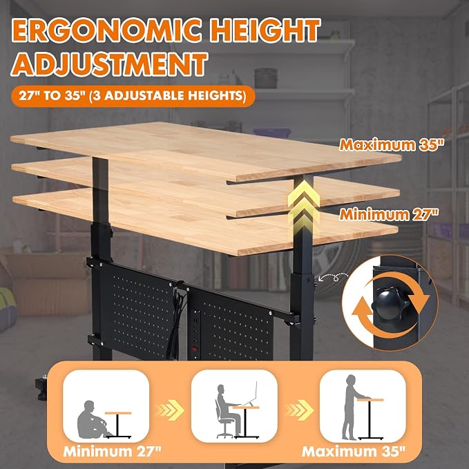 48'' Adjustable Height Workbench, Work Table - Image 3