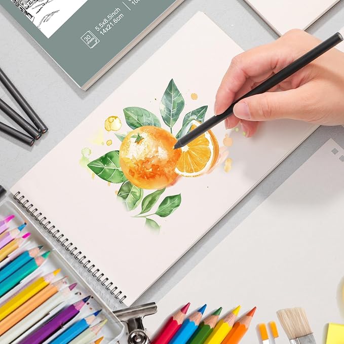 4 Pack Sketch Book, 9 x 12 Inch Sketchbook, 68lb/100gsm Top Spiral Bound Sketch - Image 4