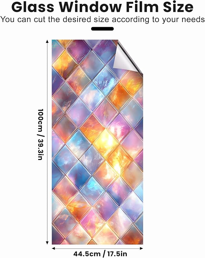 Stained Glass Window Privacy Film: Non-Adhesive Sun and Landscape Mosaic Design - Image 2