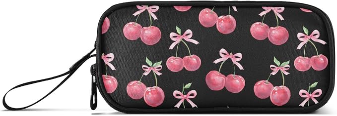 Watercolor Cherry Bow Pencil Case Box Boys Girls Large Pencil Pouch Zipper - Image 6
