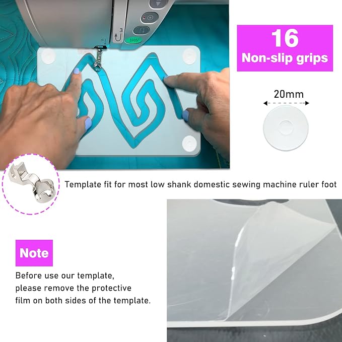 Kapyoo 3Pcs Freemotion Quilting Rulers and Templates Set Quilting Templates - Image 7