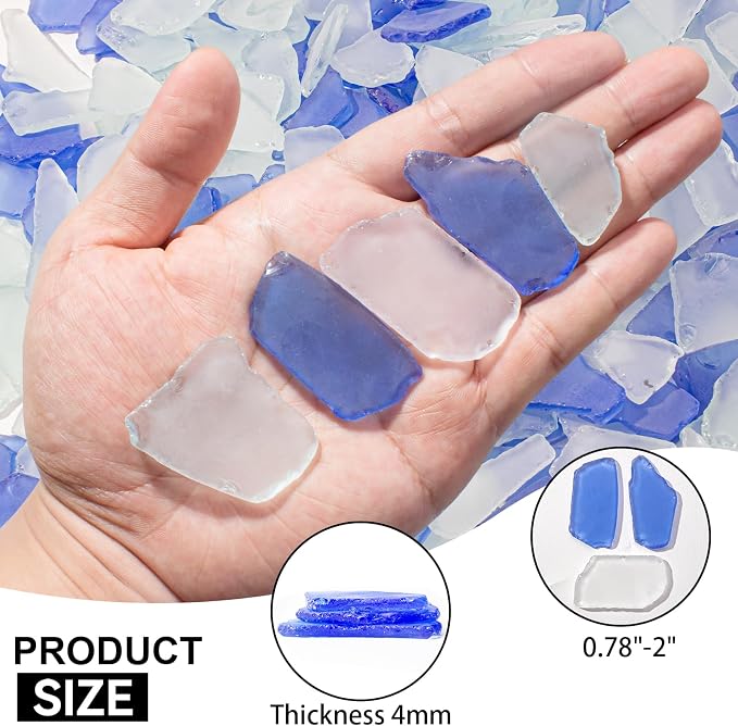 Keedolla Sea Glass for Crafts - 40 OZ Flat Frosted Seaglass Pieces Crushed for - Image 3