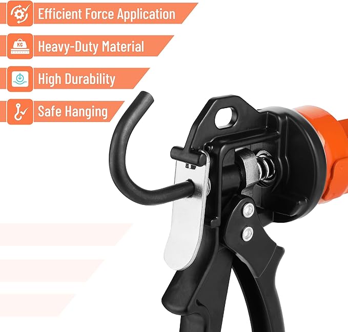 Bates- Caulking Gun, 24:1 High Thrust Ratio, Orange, Caulking Tool Gun, Heavy Duty Caulk Gun No Drip Caulk Gun, Hand Caulking Guns, Silicone Gun, Caulking Gun Tool, Caulk Guns, Caulking Gun Dripless