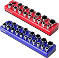 1/2 Inch Magnetic Socket Organizer, NOEAIKE 2-Pack Metric &SAE Socket Holder Set 1/2" Drive Socket Trays, Holds 35 Pcs Standard Sockets(Socket not Included)