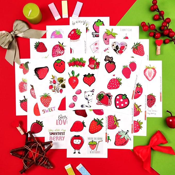 BulbaCraft 100Pcs Strawberry Stickers & Laptop Decals - Image 8