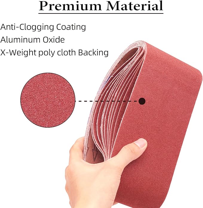 24 Pcs 4 x 21 Inch Sanding Belts, 120 Grit Sanding Belts for Belt Sander, 4x21 Aluminum Oxide Sanding Belts for Wood Furniture (4x21in, 120 Grit)