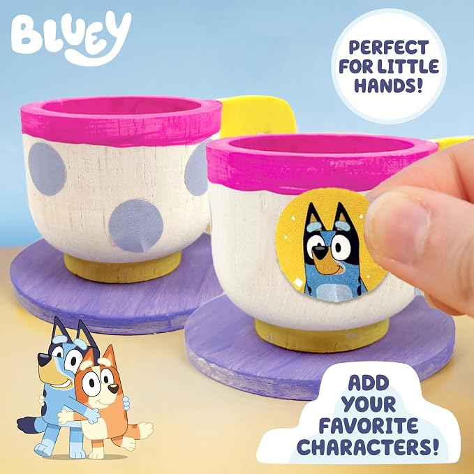 Bluey Paint & Play Tea Party, 6-Piece Wooden Tea Set, Customize - Image 6