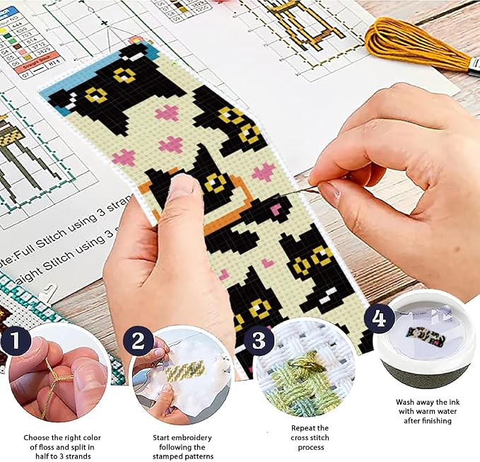ACRNIGHEET 6PCS Cross Stitch Bookmark Kit - Image 4