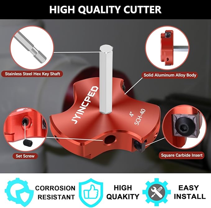 4 Inch PVC Pipe Reamer,PVC Socket Saver Fitting Saver with Triple Blade,Plastic Pipe Fitting Reamer Plumbing Tool for Sch.40 CPVC ABS Socket Hub,Fit Standard 1/2" Drills