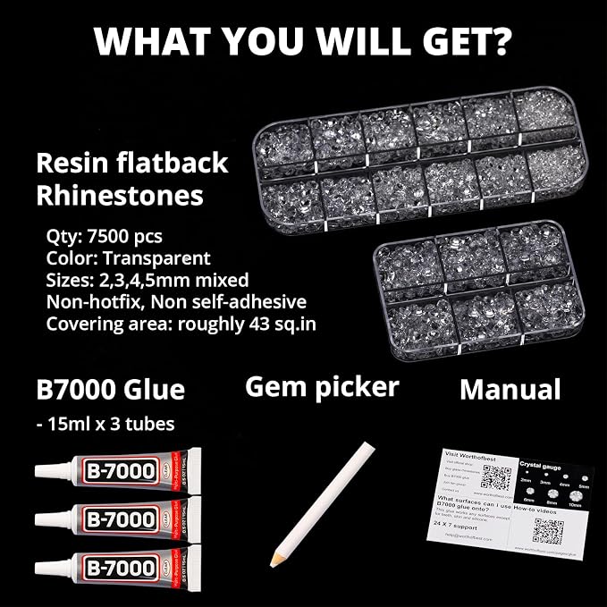 7500Pcs Transparent Clear Rhinestones Flatback - Image 2