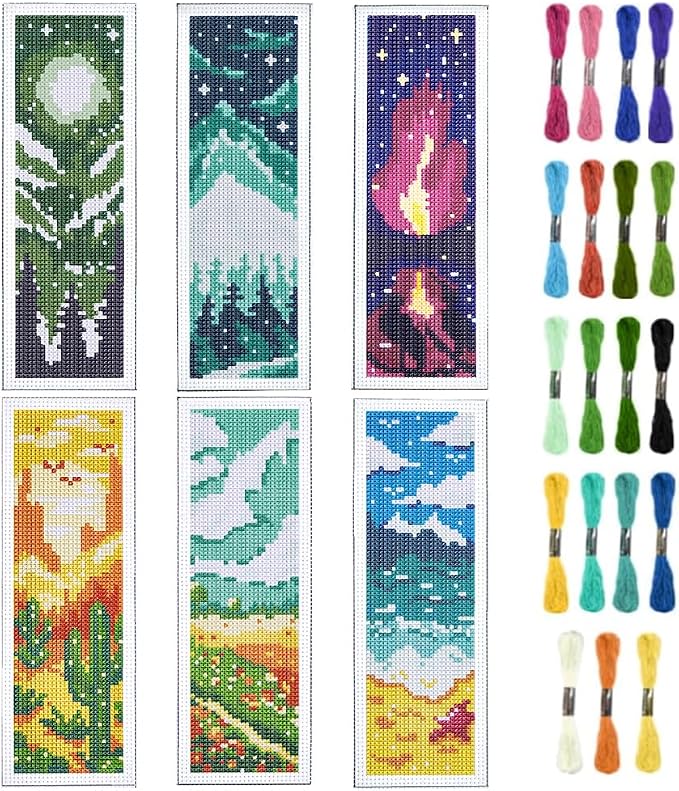 INFUNLY 6PCS Landscape Cross Stitch Bookmark Kit by INFUNLY