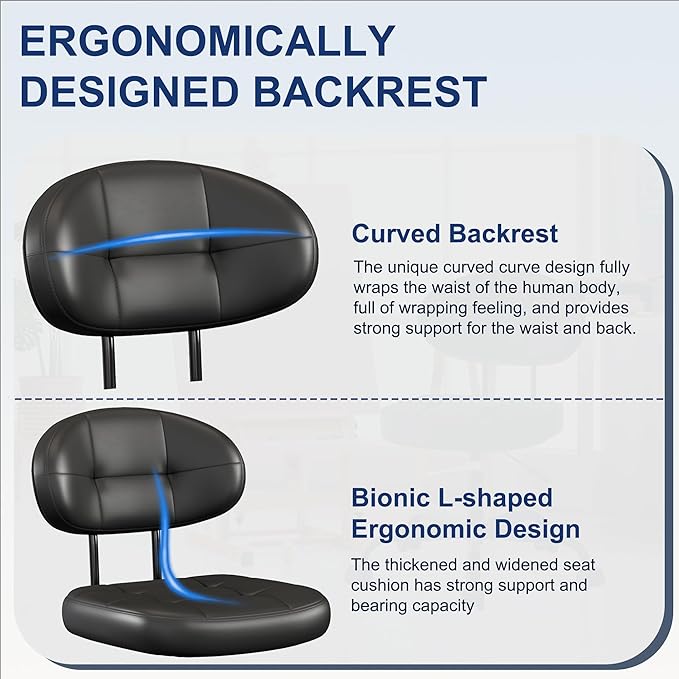 Misolant Armless Drafting Chair, Tall Office Chair no Wheels with Footrest Ring for Standing Desk, Small Faux Leather Executive Vanity Chair with Adjustable Height for Bar Counter Desk Black