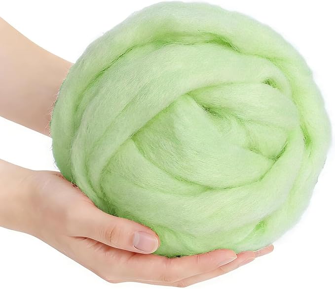 Light Green Wool for Needle Felting, 3.5oz Felting Wool, Soft Wool Batting for by MakeEveryProductCarefully