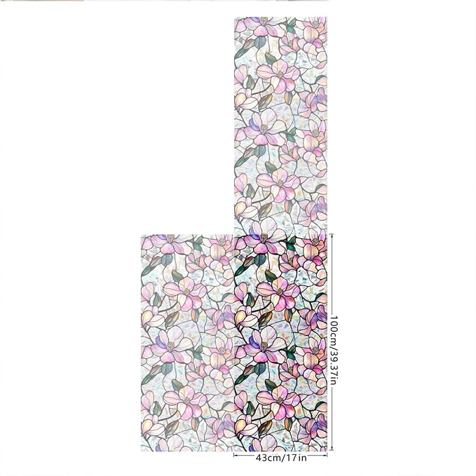 Bloss Purple Magnolia Flower Sunroof Film Decorative, Stain Glass Window Film - Image 3