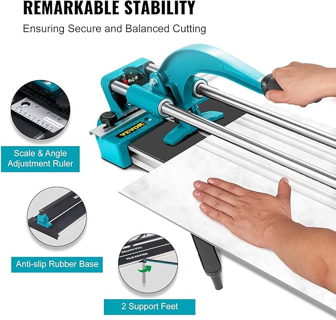 Vevor 24 Inch/600mm Tile Cutter Double Rails & Brackets Manual Tile Cutter 45356 in Cap w/Precise Laser Manual Tile Cutter Tools for Precision Cutting (24 Inch) - Amazon.com