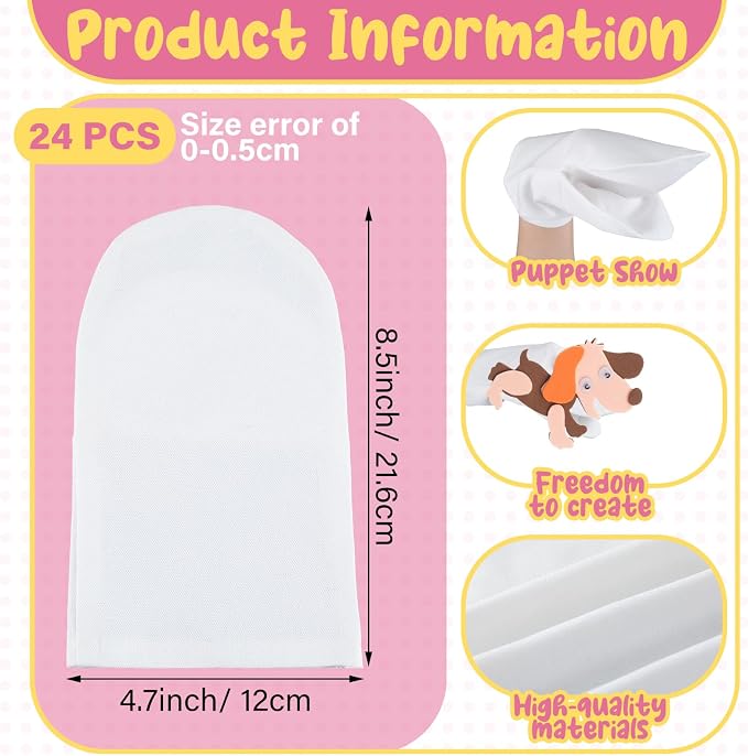 Soulchen 24 Pcs DIY Hand Puppets, Canvas Hand Puppet Making Kit DIY Arts and - Image 2