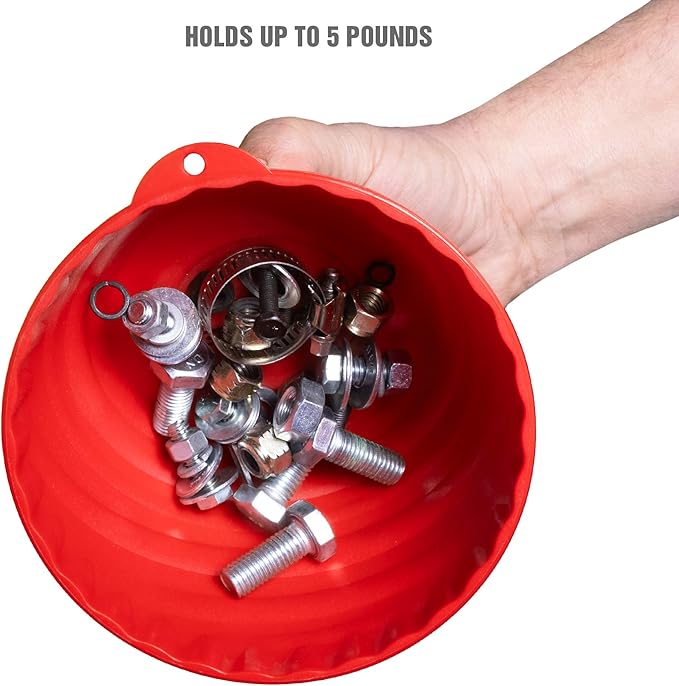 OEMTOOLS 25333 Red Magnetic Nut Cup, Curved Magnetic Parts Tray Holds Up to 5 Pounds, Attaches To Metal Surfaces, Multi-Use Nuts And Bolts Organizer Made From Durable ABS Plastic