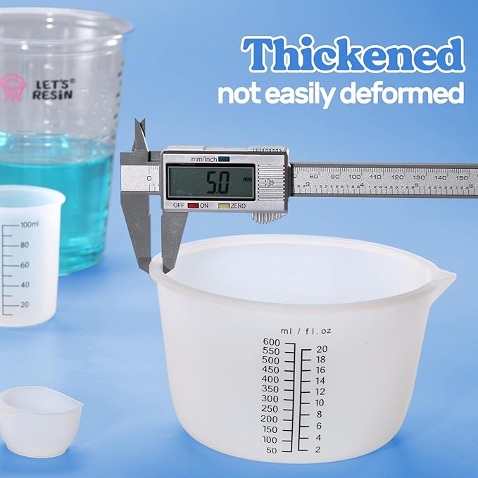 LET'S RESIN Silicone Measuring Cups, 600ml/20oz&100ml Accurate 2 Scales Durable - Image 4