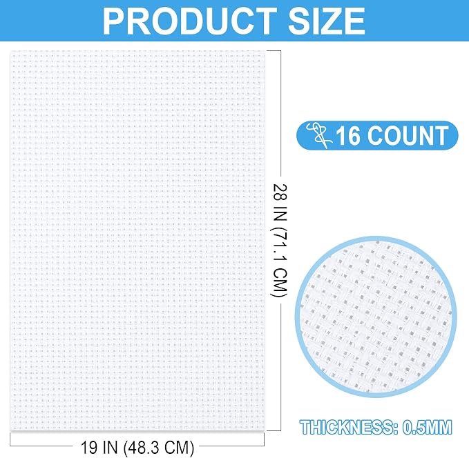 MYFAMIREA Cross Stitch Aida Fabric 16 Count, 28 by 19 Inch Large Size, Classic - Image 2