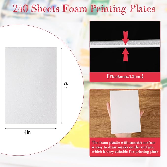 Cholemy 240 Pcs Foam Sheets Craft 4 x 6 Inch White Foam Printing Plates Paper - Image 2