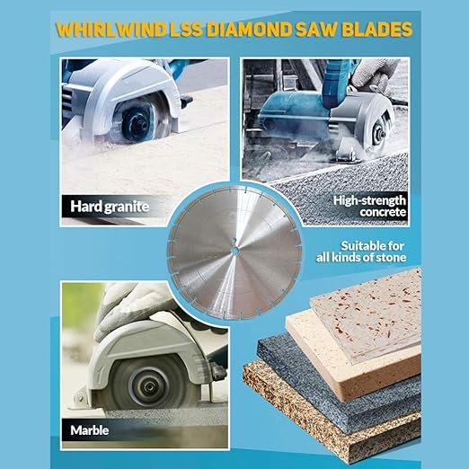 LSS 14 Inch Diamond Saw Blade,Dry or Wet Cutting Concrete Saw Blades for Sharp Cutting Concrete Marble Granite Brick Masonry,Broadened Cutter Head