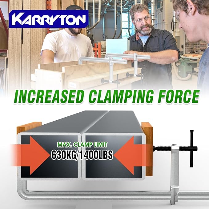 4-Pack Heavy Duty 12"(300x120mm) F-Clamp w/ 4-3/4" Throat Depth, Bar Size 1"x15/32", 1400LB Clamping Force, Drop Forged Steel Bar Clamps for Wood, Metal, Pipe, Welding and DIY Projects