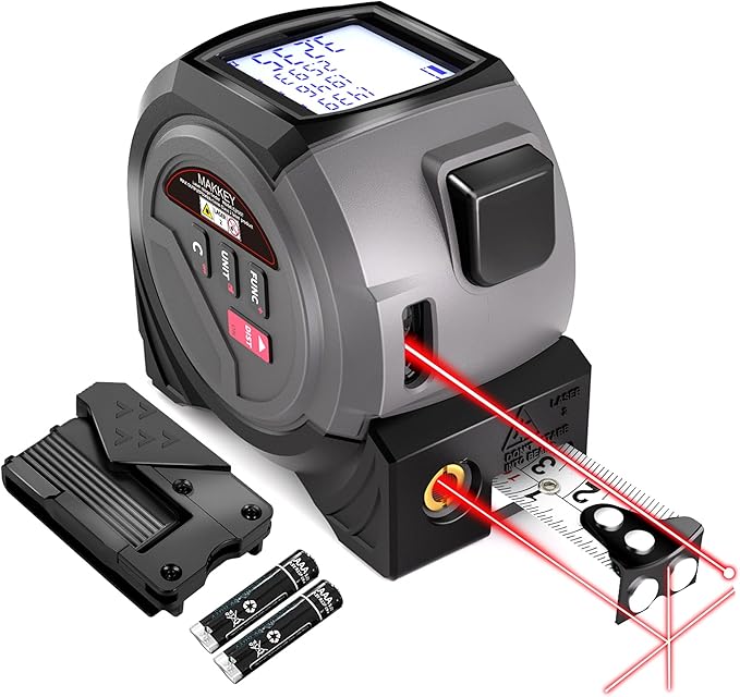 Laser Tape Measure 3-in-1 131ft Laser Measuring Tape & 16ft Woodworker Tape Measure & Crosshair, Area, Volume, Ft/Ft+in/in/M Unit Support for Decorating Architecture DIY Furniture